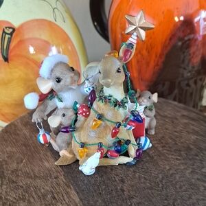 Festive Family Of Mice With A Deer Decorated Christmas
